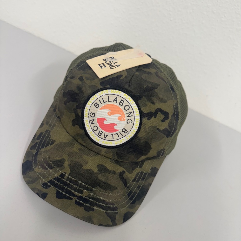 Billabong Badge Trucker Hat Camo Mesh Back Adjustable OS Women